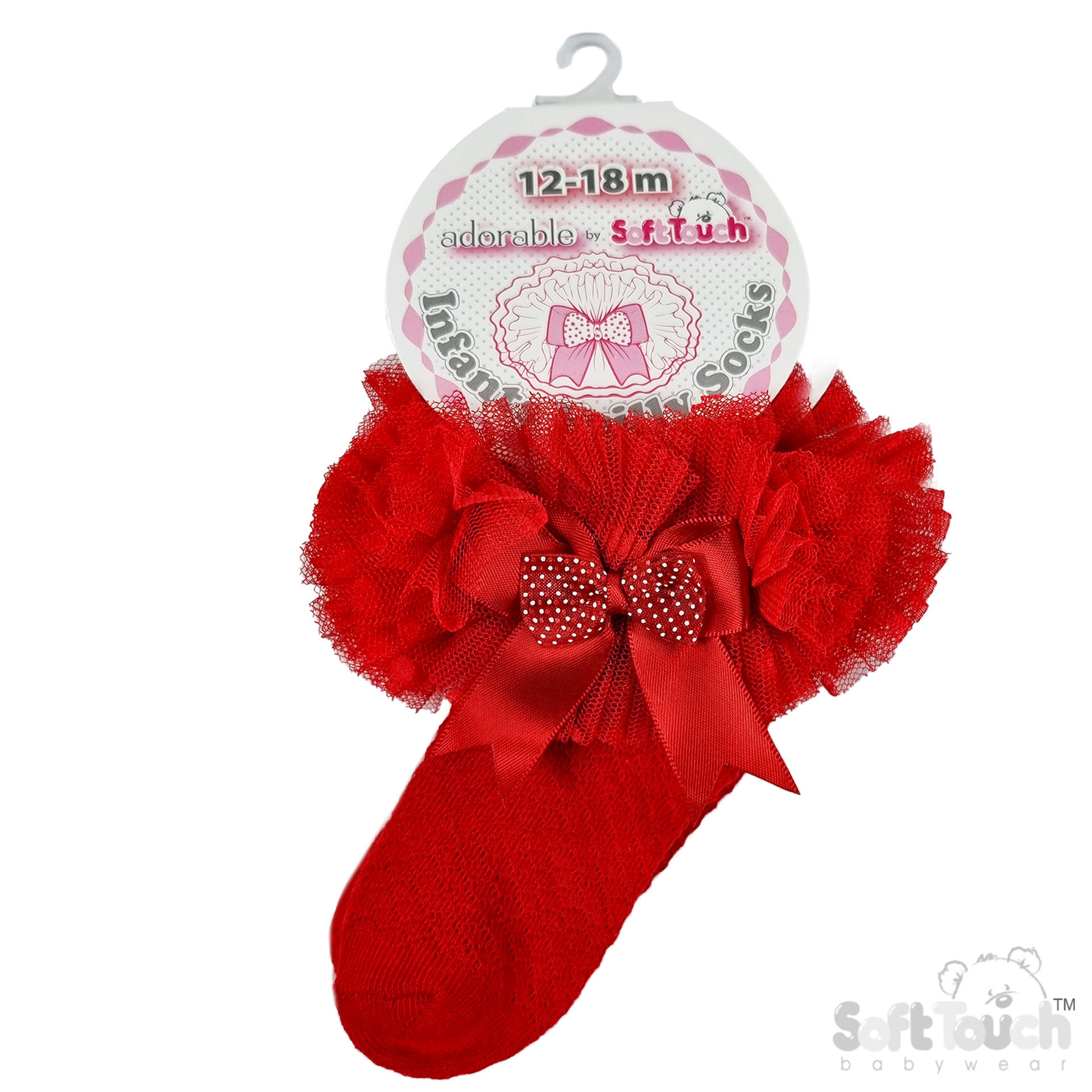 Spotty Tutu Lace Socks w/Spotty Bow : Red GS216-R