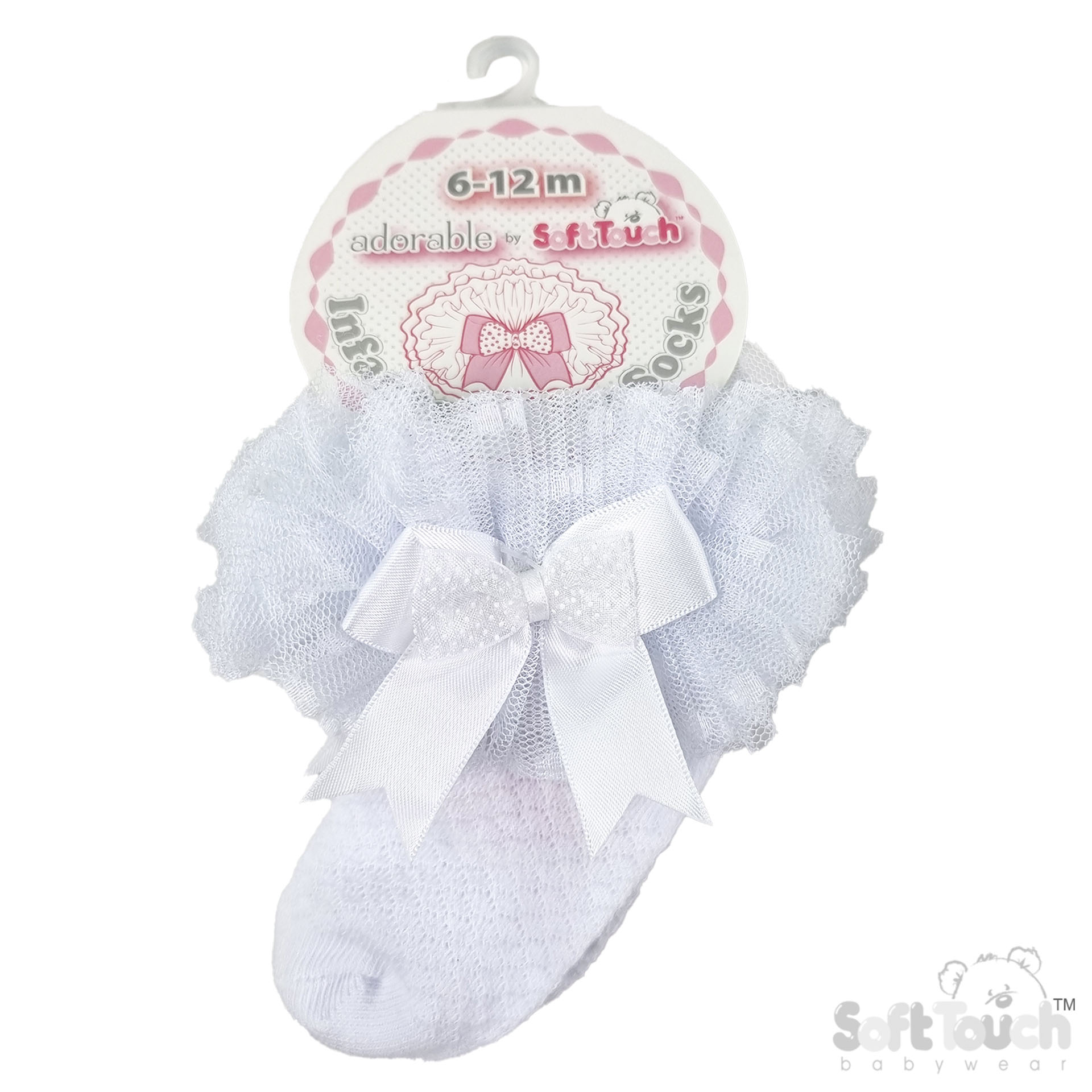 Spotty Tutu Lace Socks w/Spotty Bow : White GS216-W