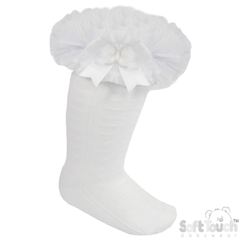 Spotty Tutu Lace Knee Socks w/Spotty Bow : GS218-W