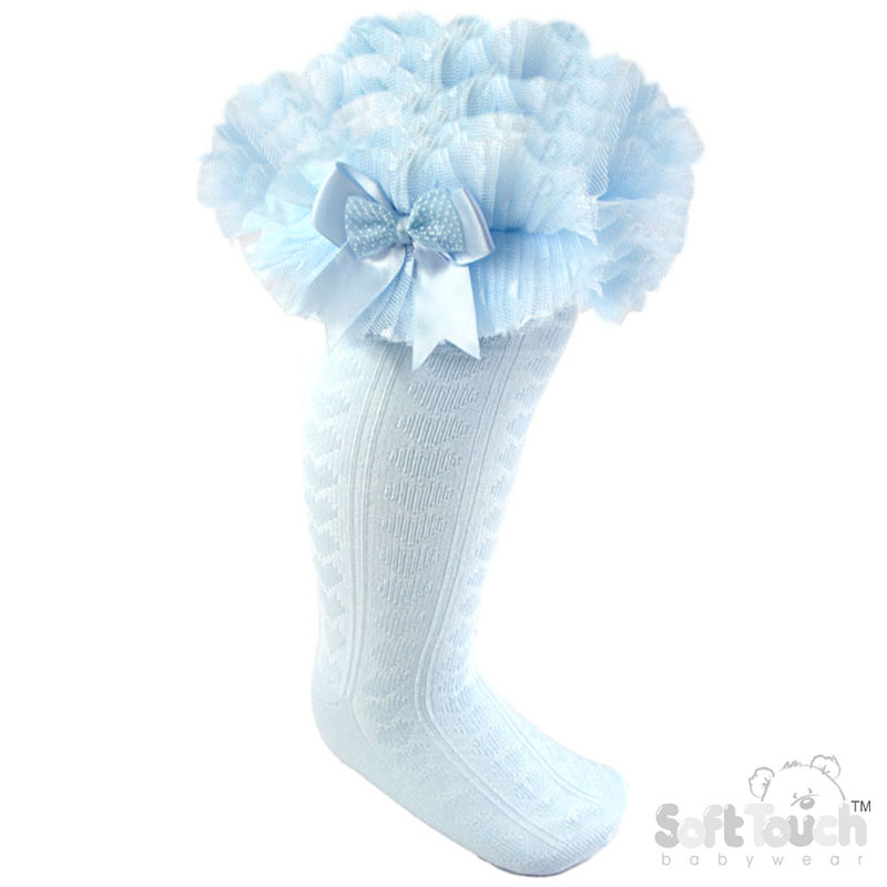 Childrens Spotty Tutu Lace Knee Socks w/Spotty Bow : GS220-B