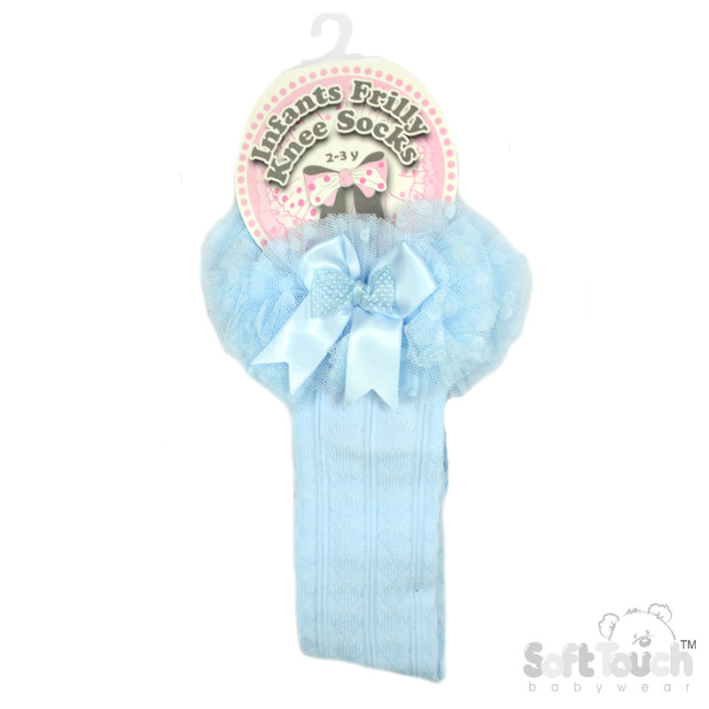 Childrens Spotty Tutu Lace Knee Socks w/Spotty Bow : GS220-B