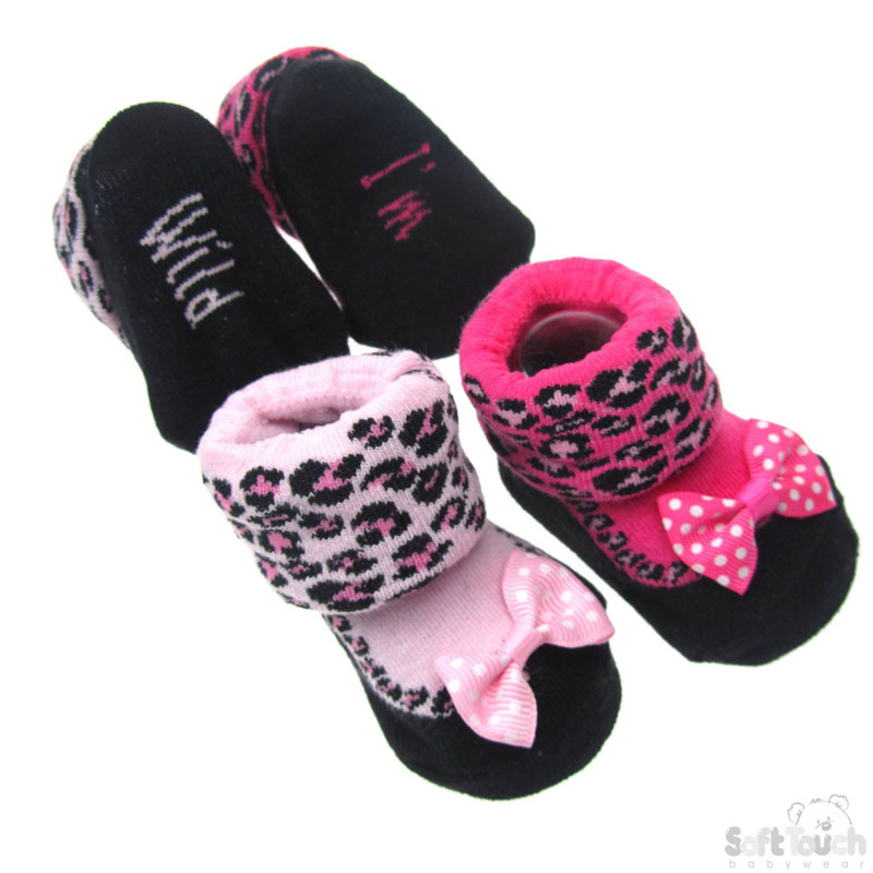 Infants Leopard Socks & W/Bow No. GS26