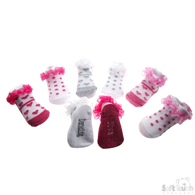 Infants Glitter Socks W/Matching Lace No.GS64