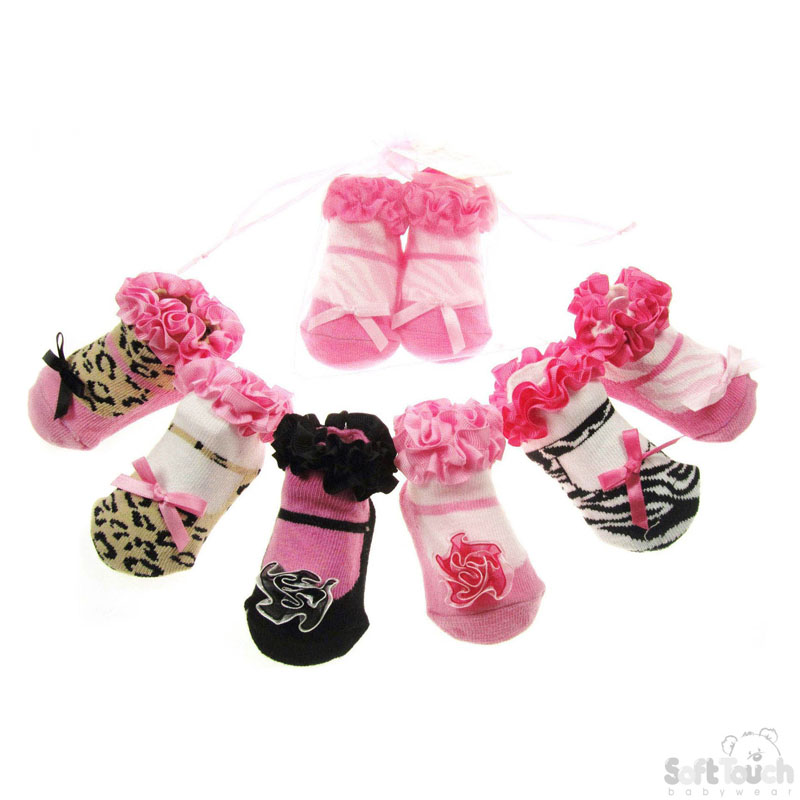 Girls Animal Socks W/Frill & Bow/Flower No.GS98