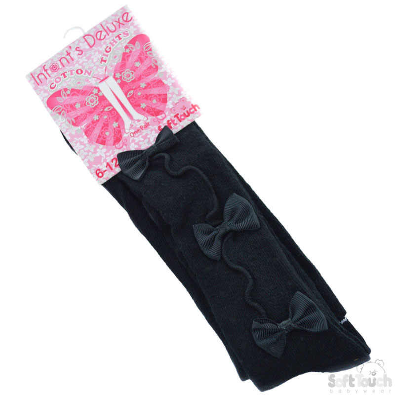 Black Infants Tights W/Bow No. GT54-BLK