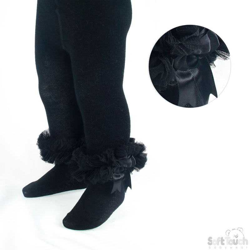 Black Frilly Tights W/Bow No. GT62-BLK