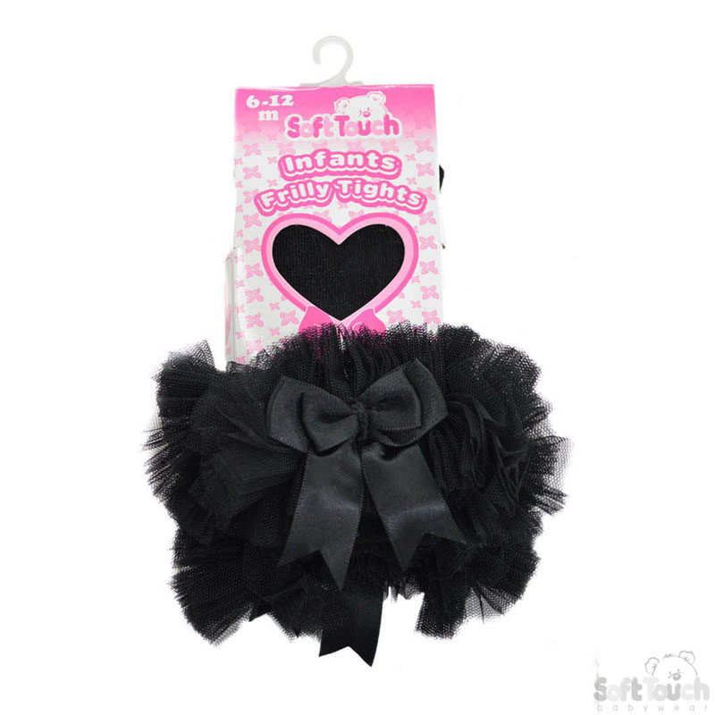 Black Frilly Tights W/Bow No. GT62-BLK