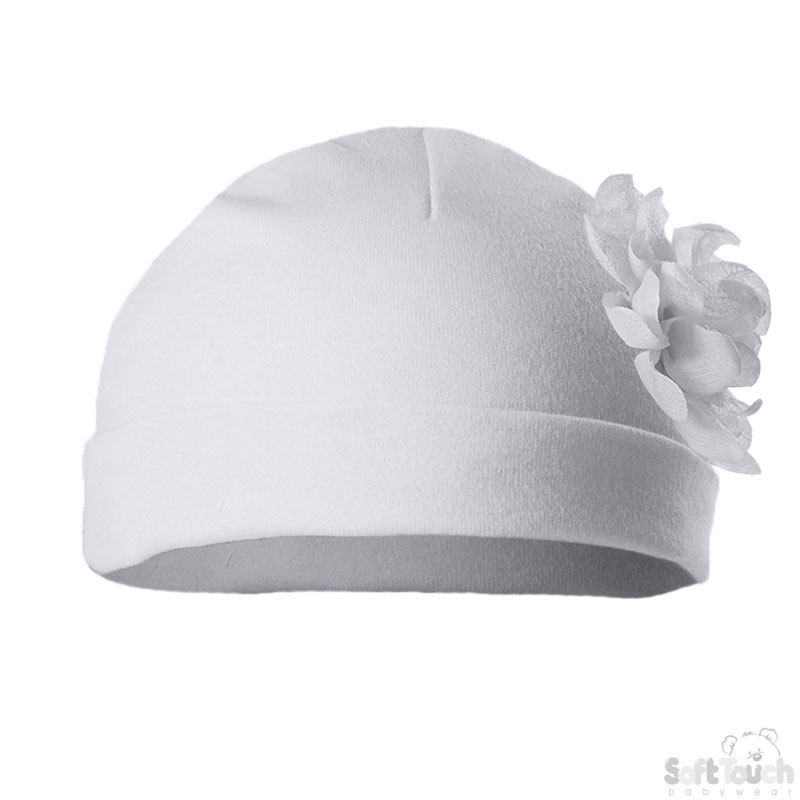 White Summer Hats W/Large Flower No. H11-W