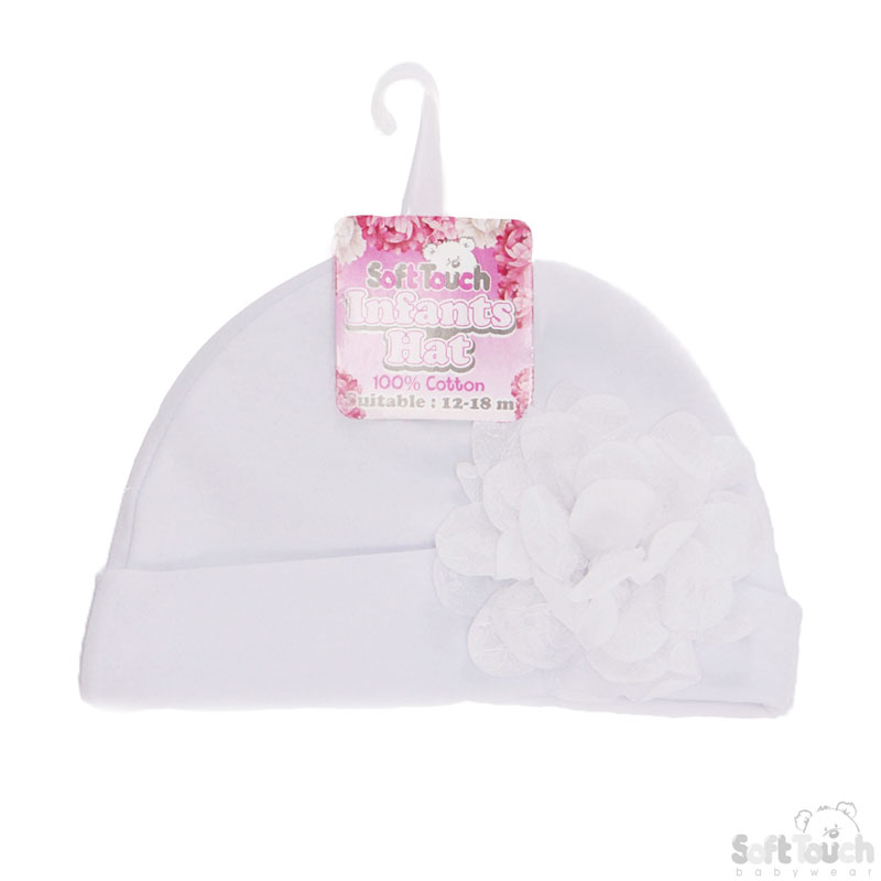 White Summer Hats W/Large Flower No. H11-W