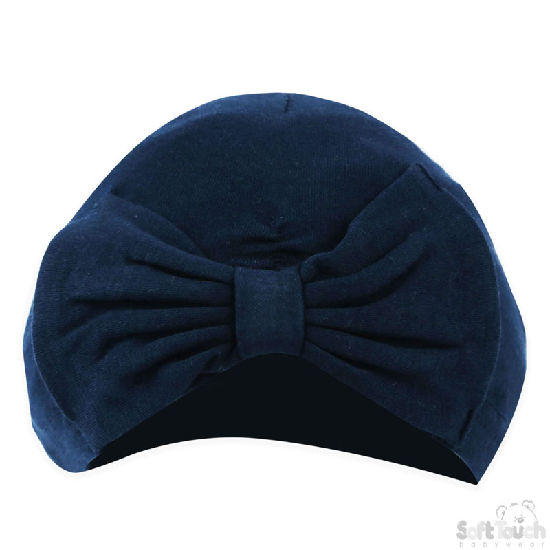 Navy Turban Hat w/Bow: H15-N