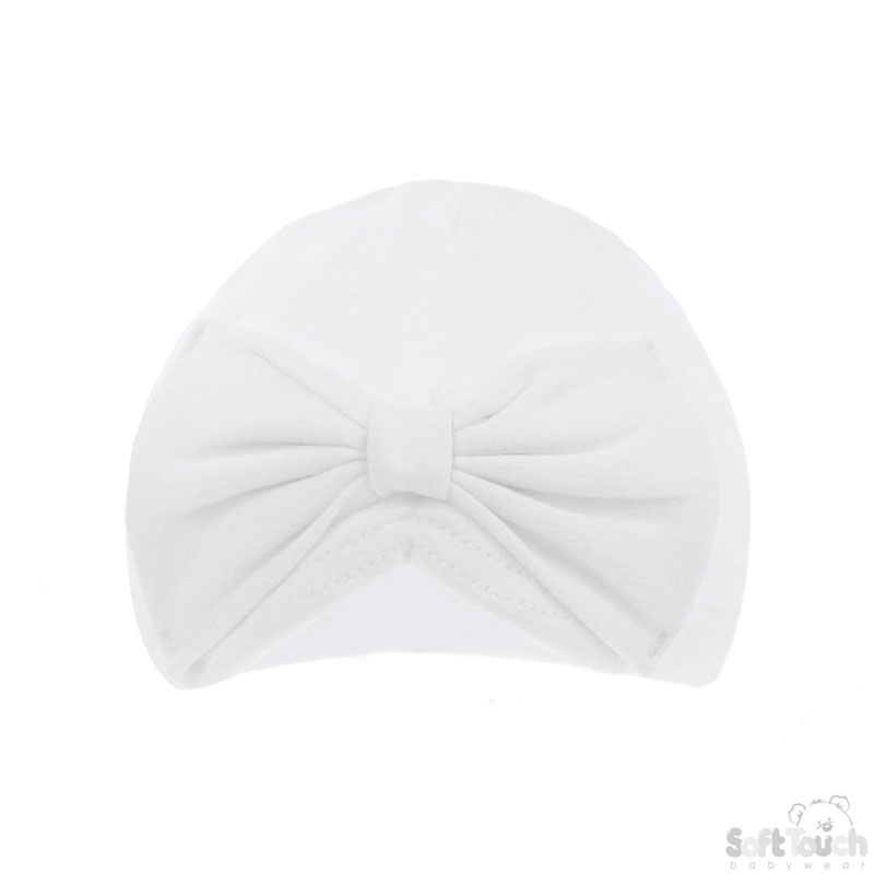 White Turban Hat W/Bow No. H15-W