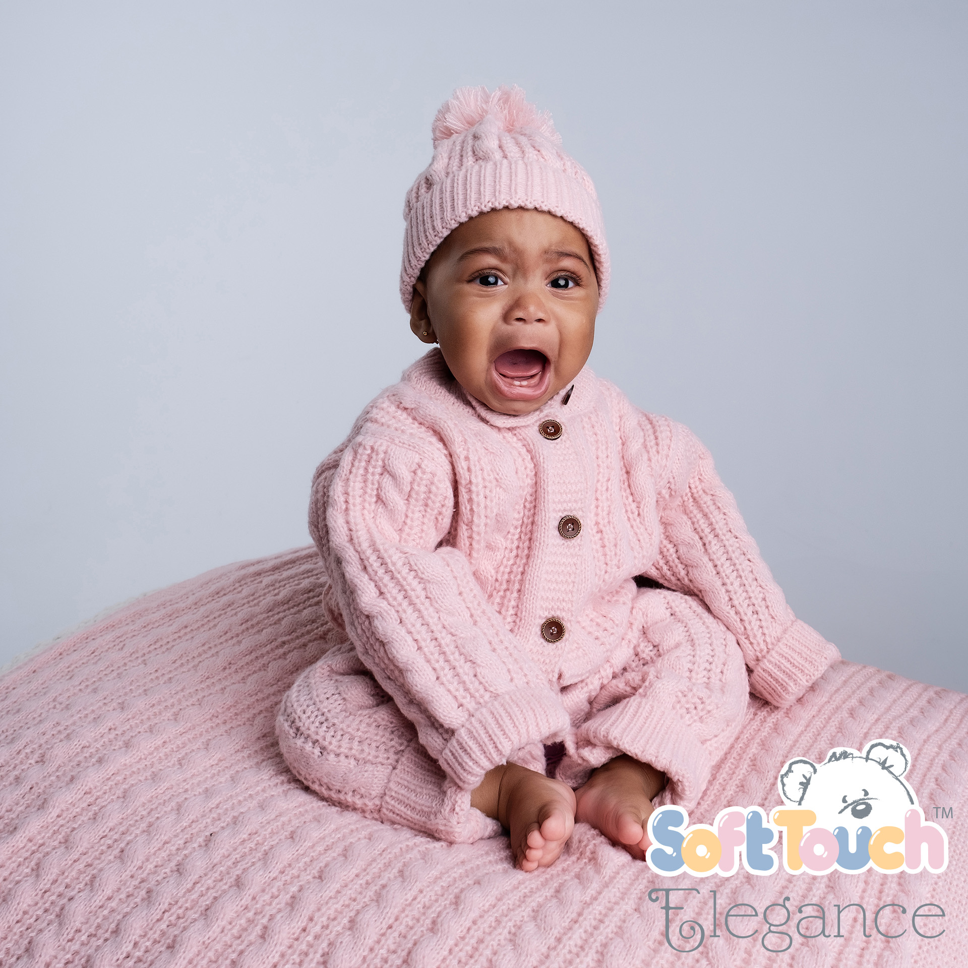 Deluxe Dusty Pink Cable Knit Hat w/Pom Pom : H16-DP