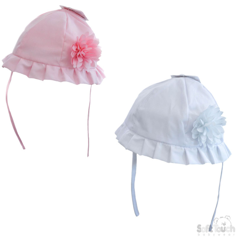 Pink/White Summer Hat W/Flower No. H22