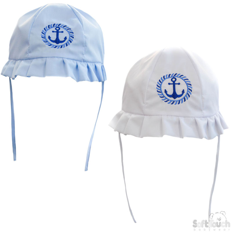 Blue/White Summer Hat W/ Anchor Emb No. H28