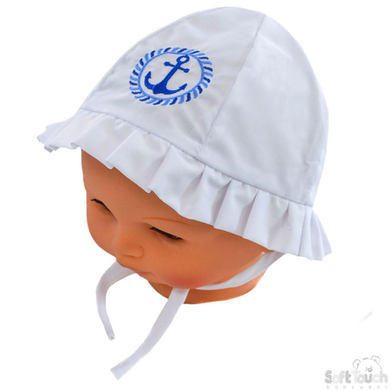 Blue/White Summer Hat W/ Anchor Emb No. H28