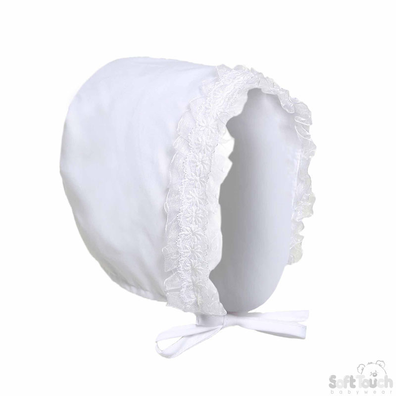 Bonnet Hat W/Pink Or White Lace No. H34-0-6m