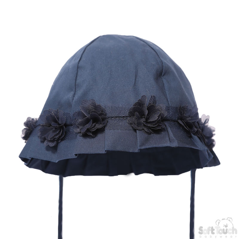 Navy Summer Hat W/Navy Flowers No. H38-N