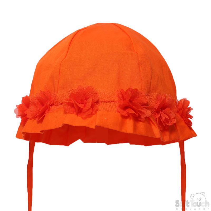 Orange Summer Hat W/Orange Flowers No. H38-O