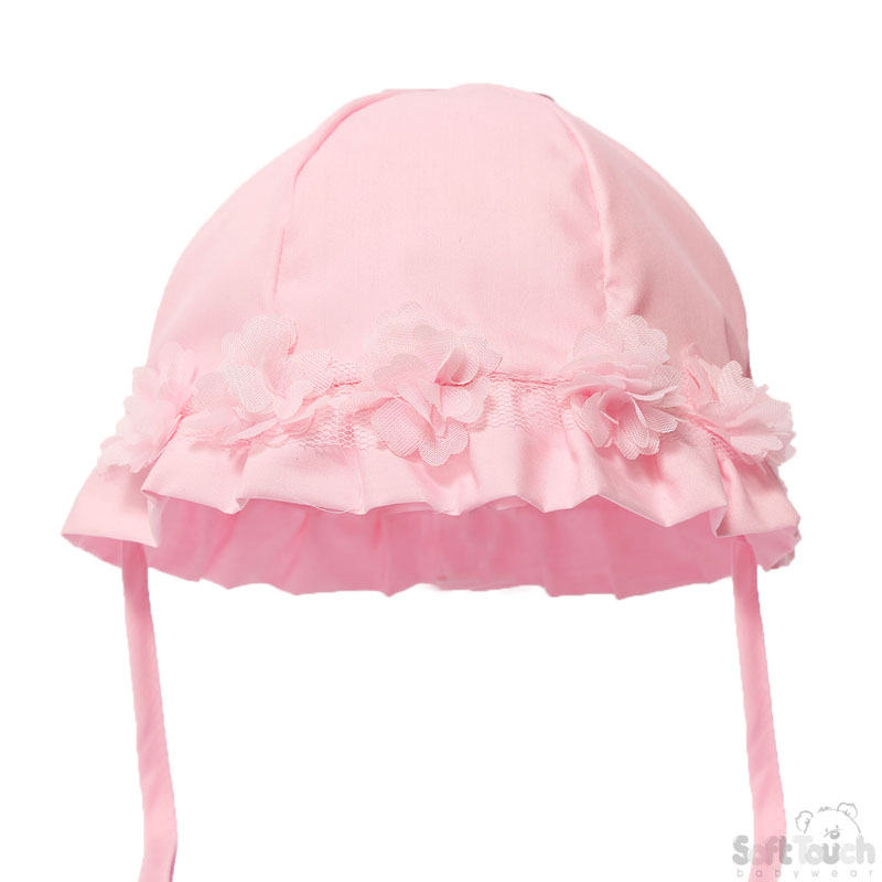 Pink Summer Hat W/Pink Flowers No. H38-P