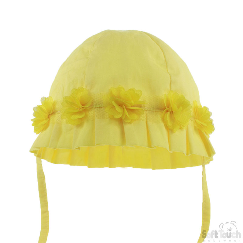 Yellow Summer Hat W/Yellow Flowers No. H38-Y