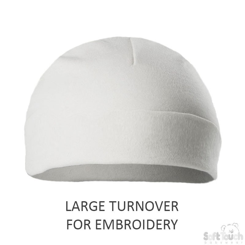 Infants Plain White Hats with Large Turnover No. H4-W-BP
