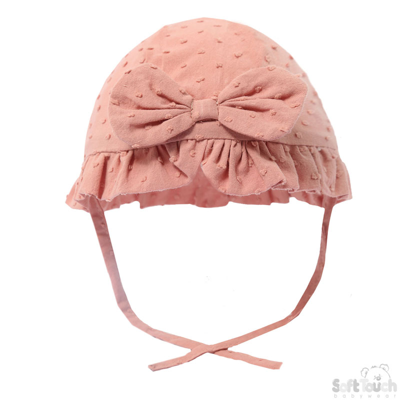 Cotton Dotty Rose Summer Hat w/Bow: H44-RO