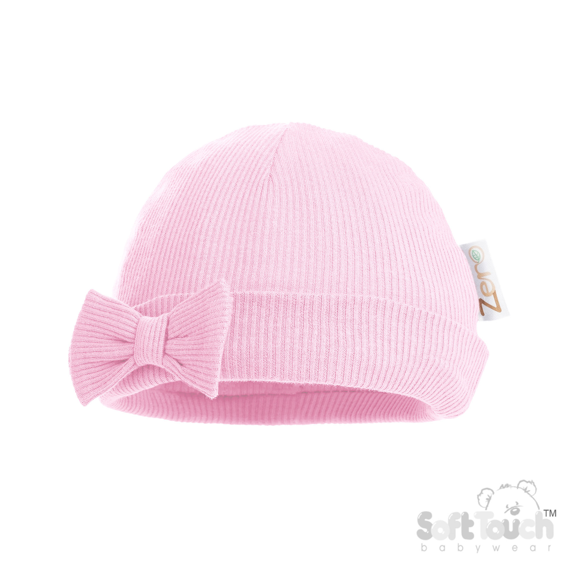 Pink Ribbed Bow Hat No. H4500-P