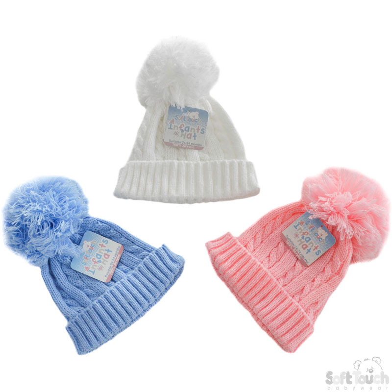 Large Cable Pom Pom Hat No. H472-M
