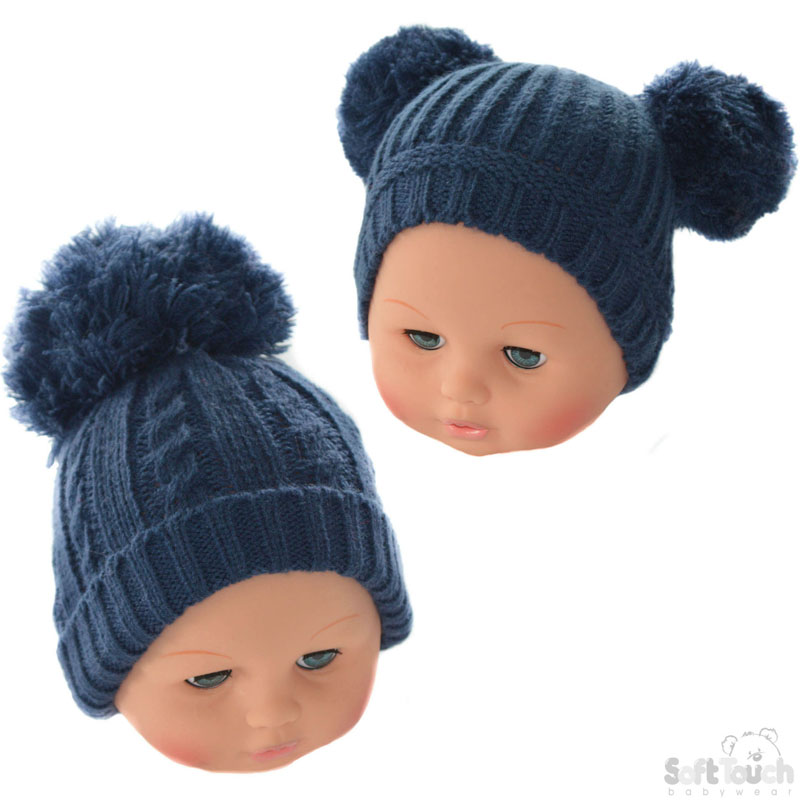 Small Navy PomPom Hat (2 Asst) H474-N-SM