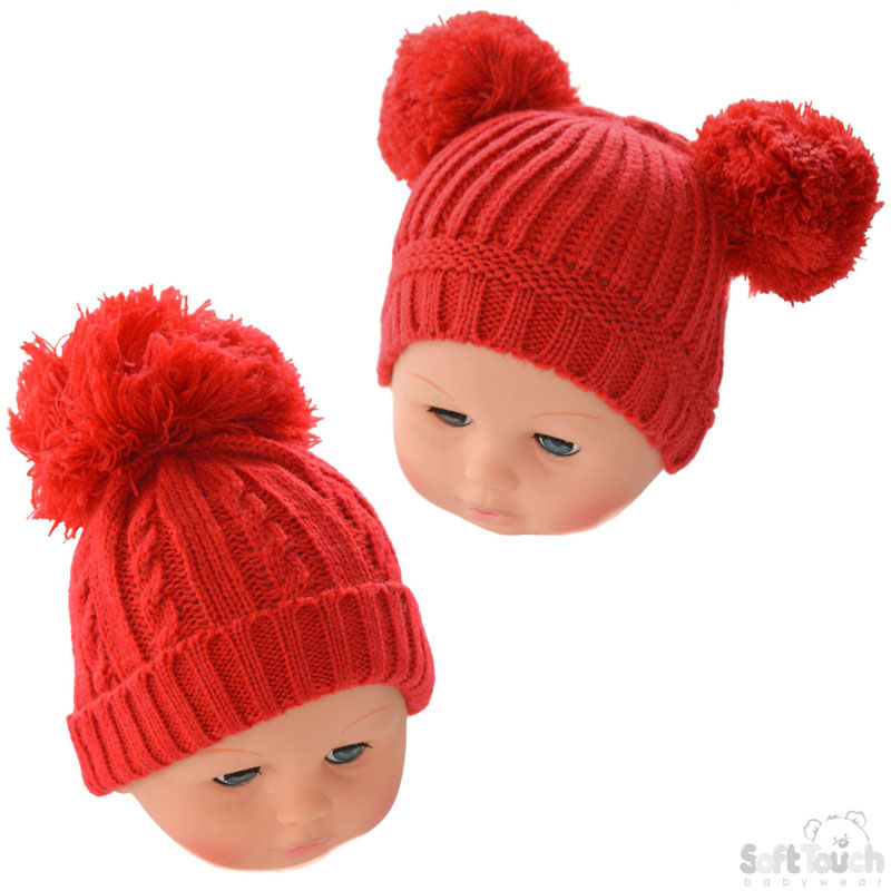 Small Red PomPom Hat (2 Asst) H474-R-SM