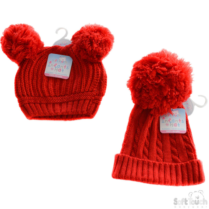 Large Red PomPom Hat (2 Asst) H476-R-M