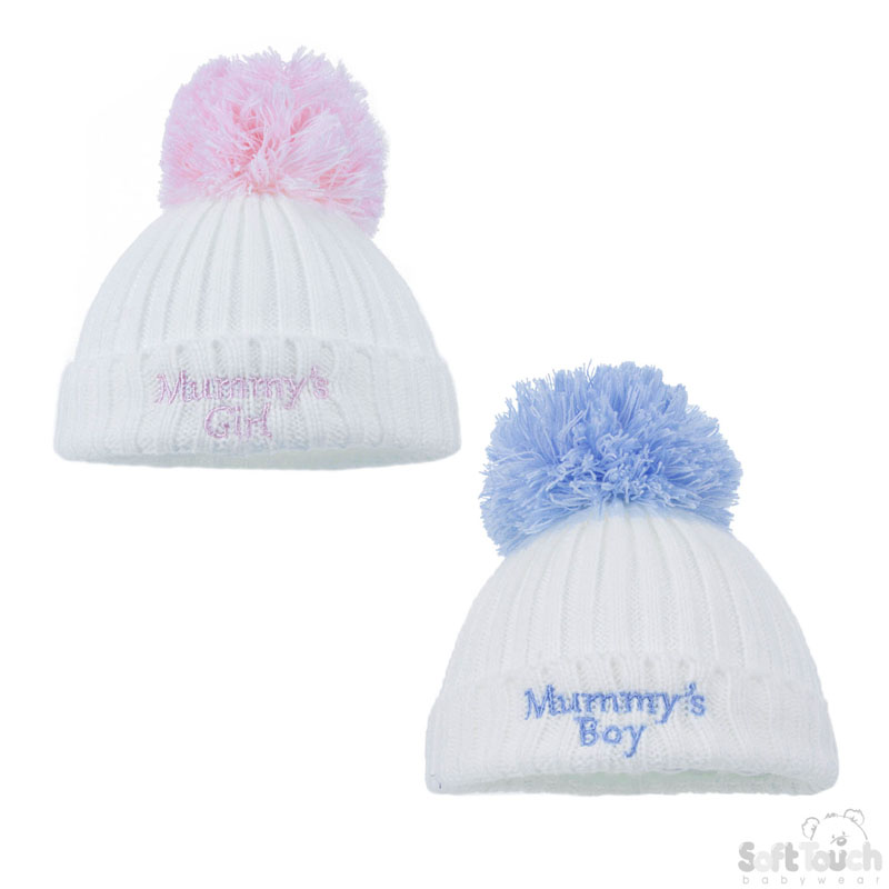 Small Cable Hat W/Mummy Emb No. H498-M-SM