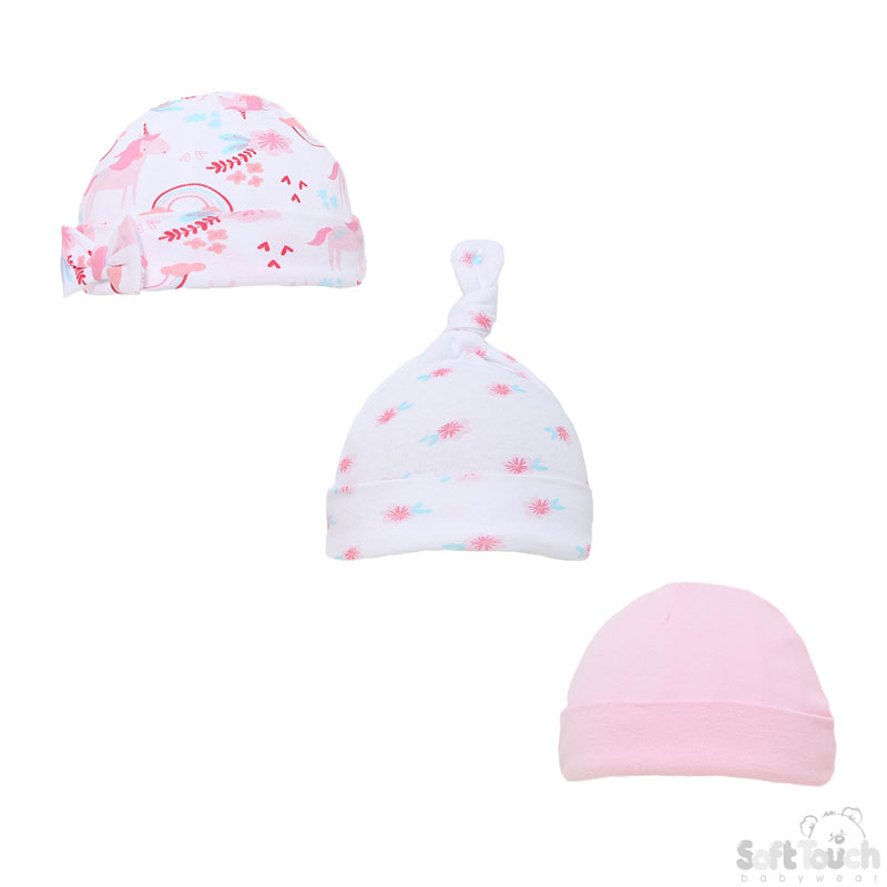 Girls 3 Pack Hats: Unicorn No. H50