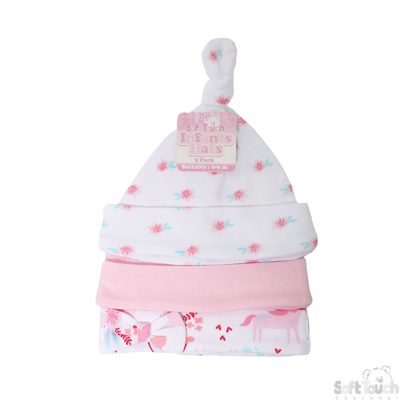 Girls 3 Pack Hats: Unicorn No. H50