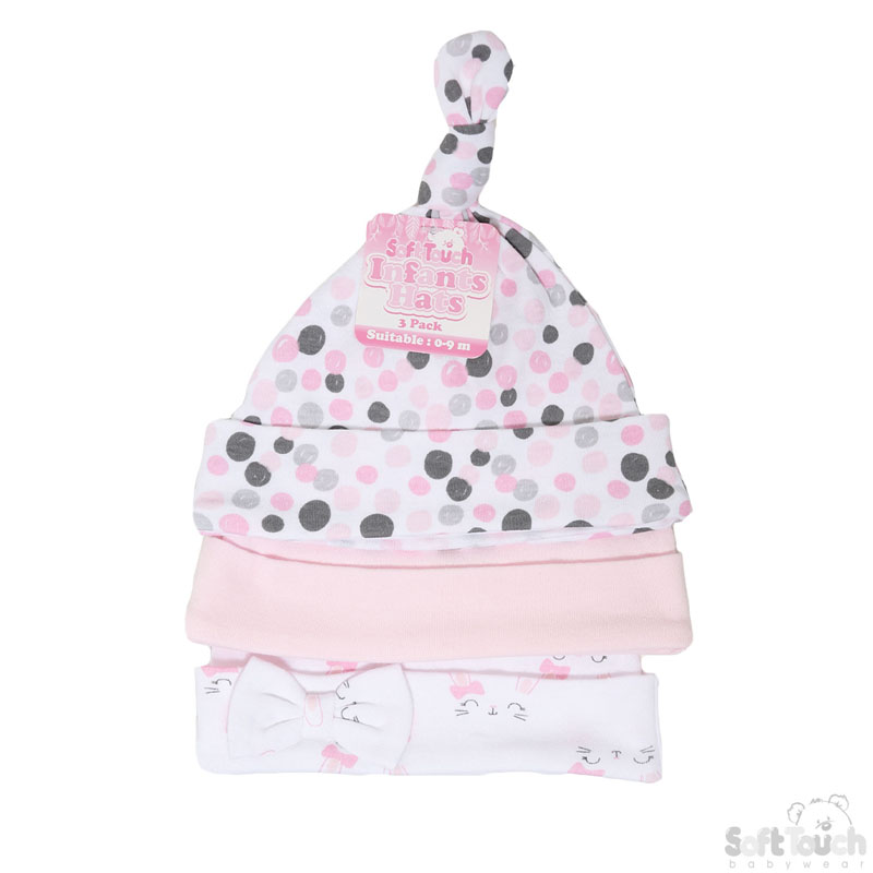 Girls 3 Pack Hats: Bunny No. H51