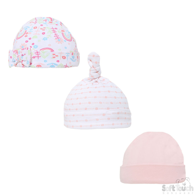 Girls 3 Pack Hats: Rainbow No. H53