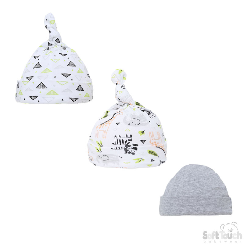 Boys 3 Pack Hats: Zebra No. H55