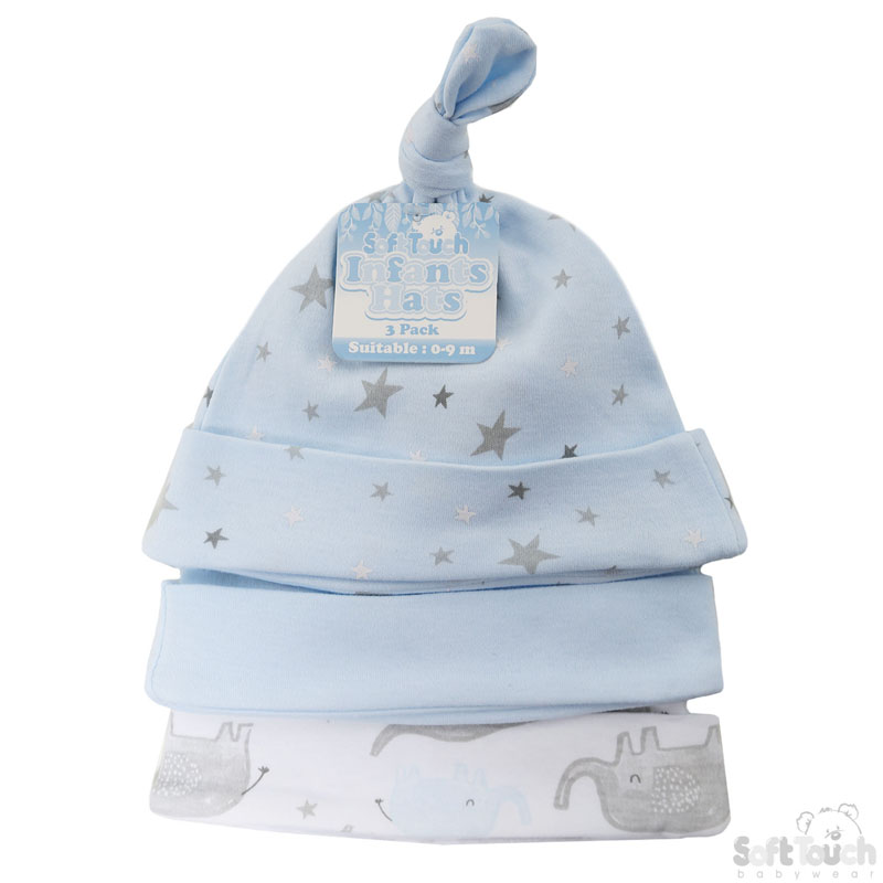 Boys 3 Pack Hats : Elephant/Stars No. H56