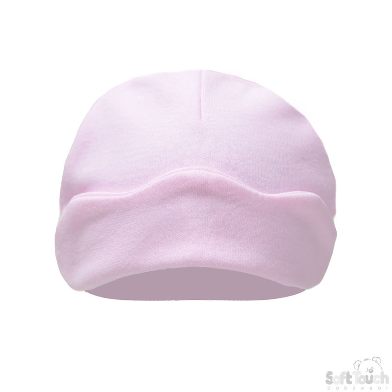 Infants Pink Hat W/Flower Turnover No. H60-P