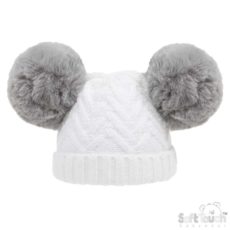 White Cheveron Hat W/ Inner Lining H630-W-SM NB-6m