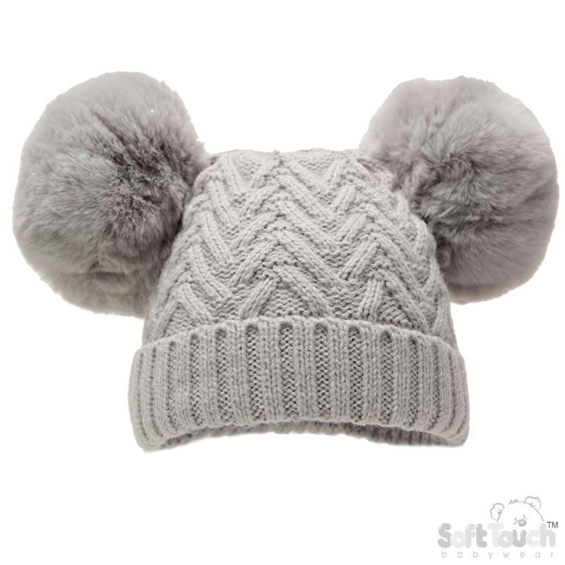 Grey Cheveron Hat W/Inner Lining H632-G-M 6-18m