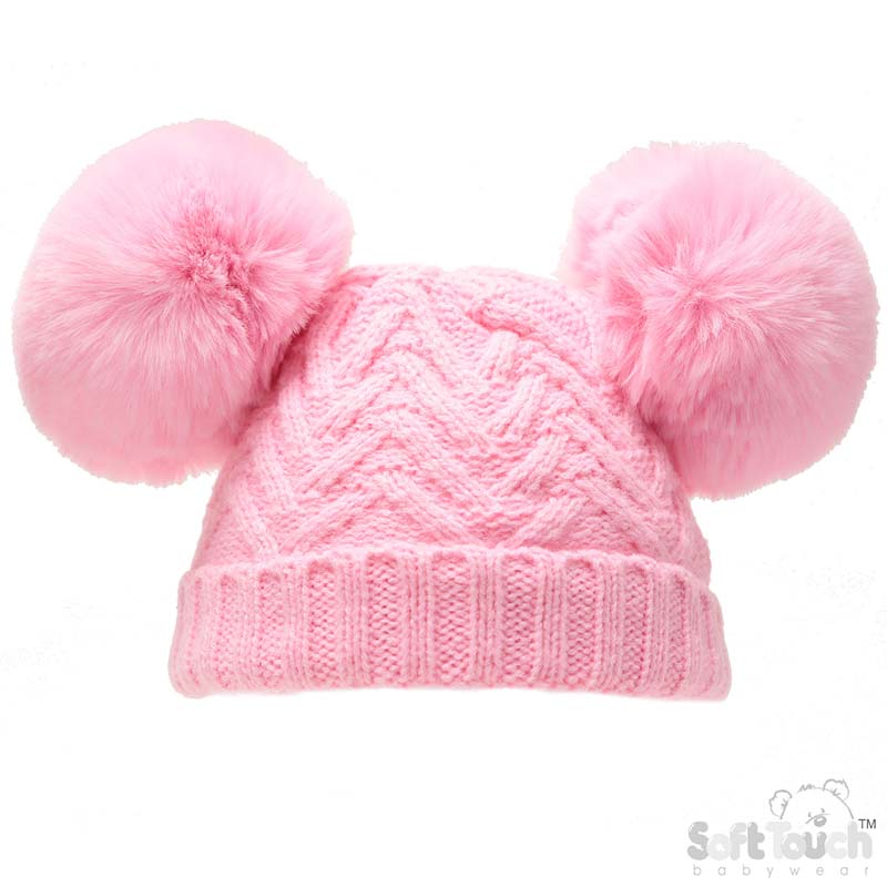 Pink Cheveron Hat W/Inner Lining H632-P-M N-6-18m