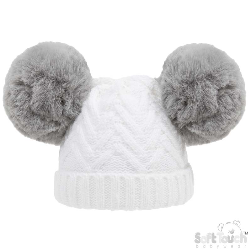 White Cheveron Hat W/Inner Lining H632-W-M 6-18m