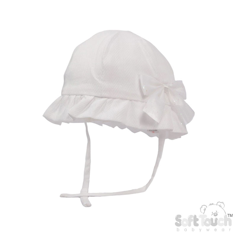 White Zig Zag Summer Hat w/Bow No. H64-W