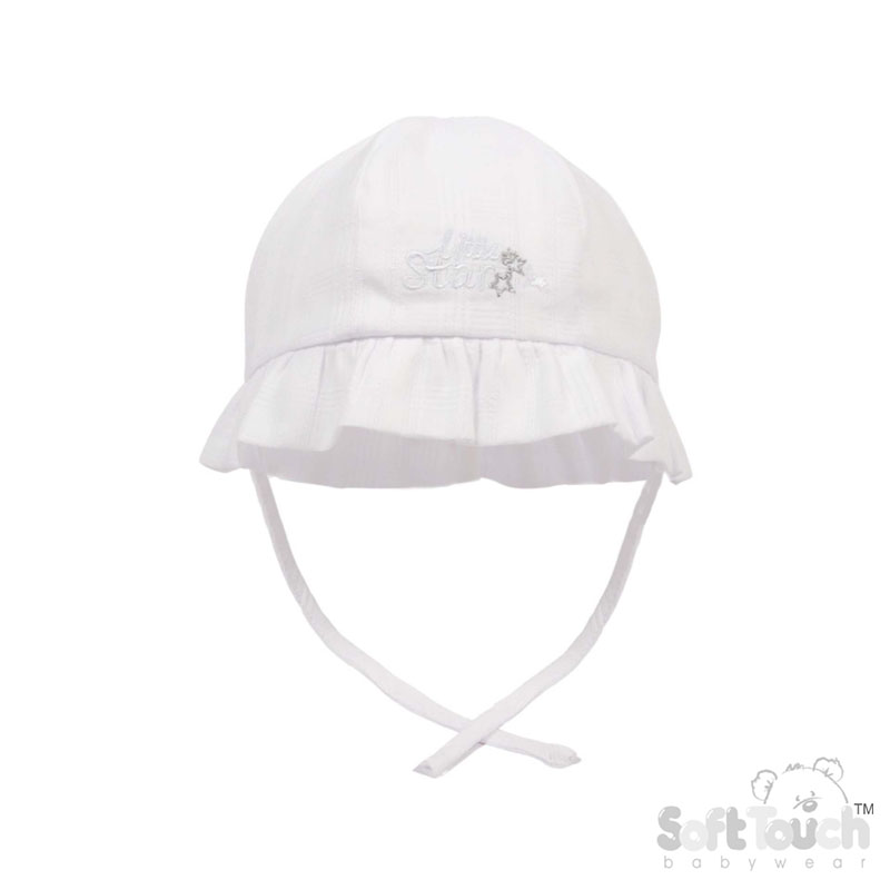 Plain White Summer Hat w/Little Star Emb No. H66-W