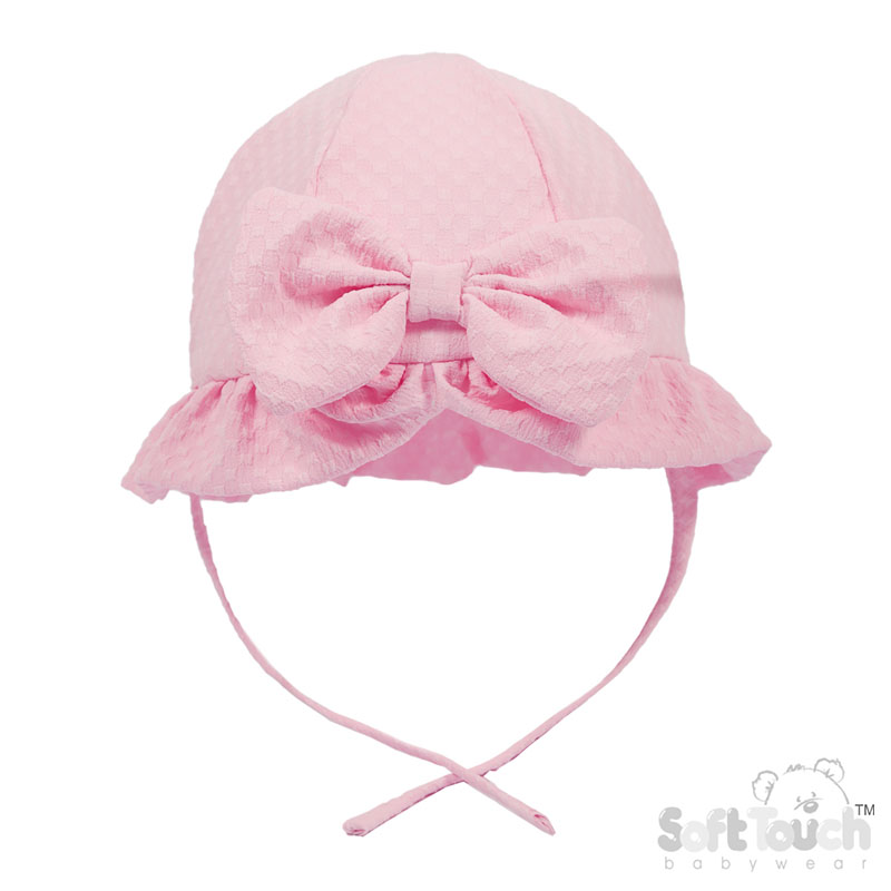 Pink Checked Summer Hat w/Bow No. H68-P