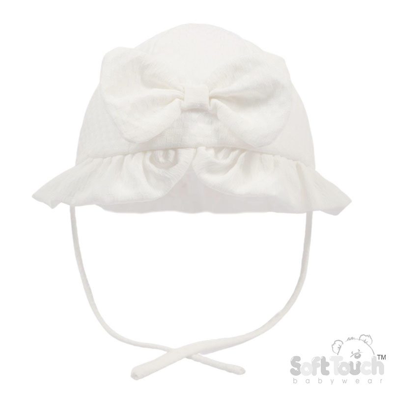 White Checked Summer Hat w/Bow No. H68-W