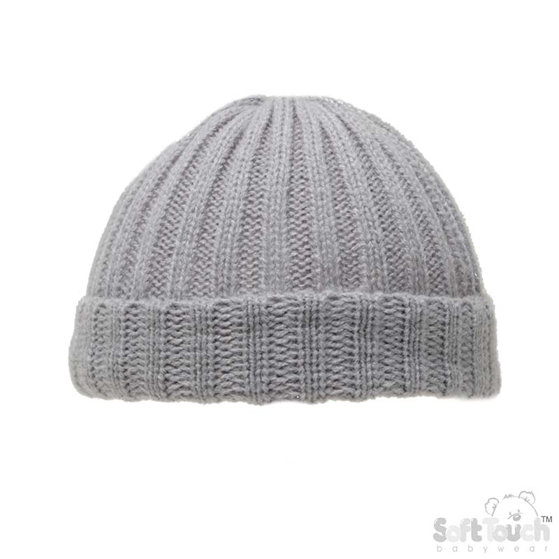 Newborn Grey Ribbed Hat No. H700-G-NB