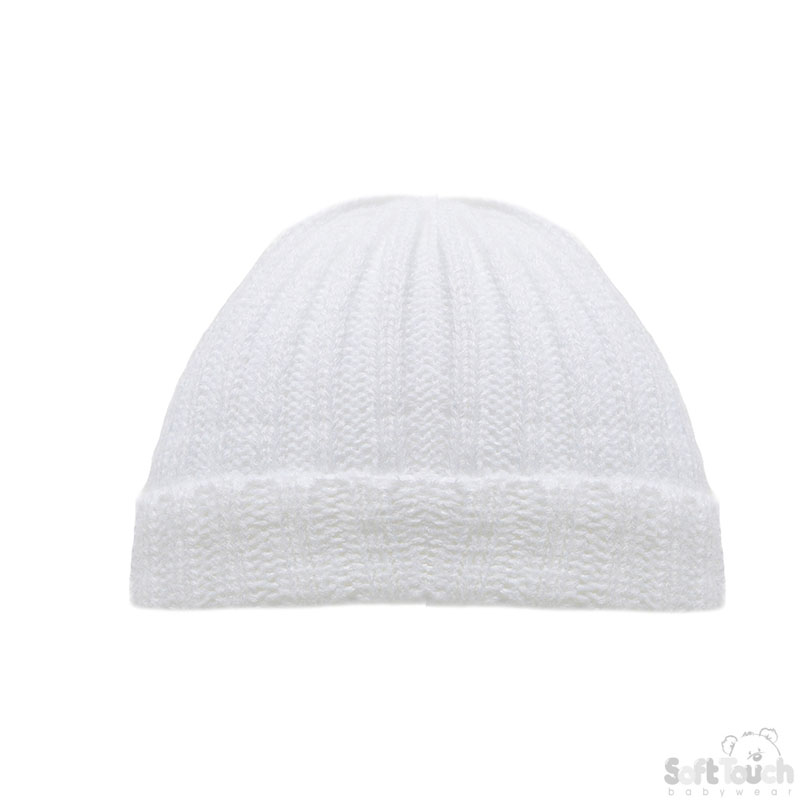 Newborn White Ribbed Hat No. H700-W-NB