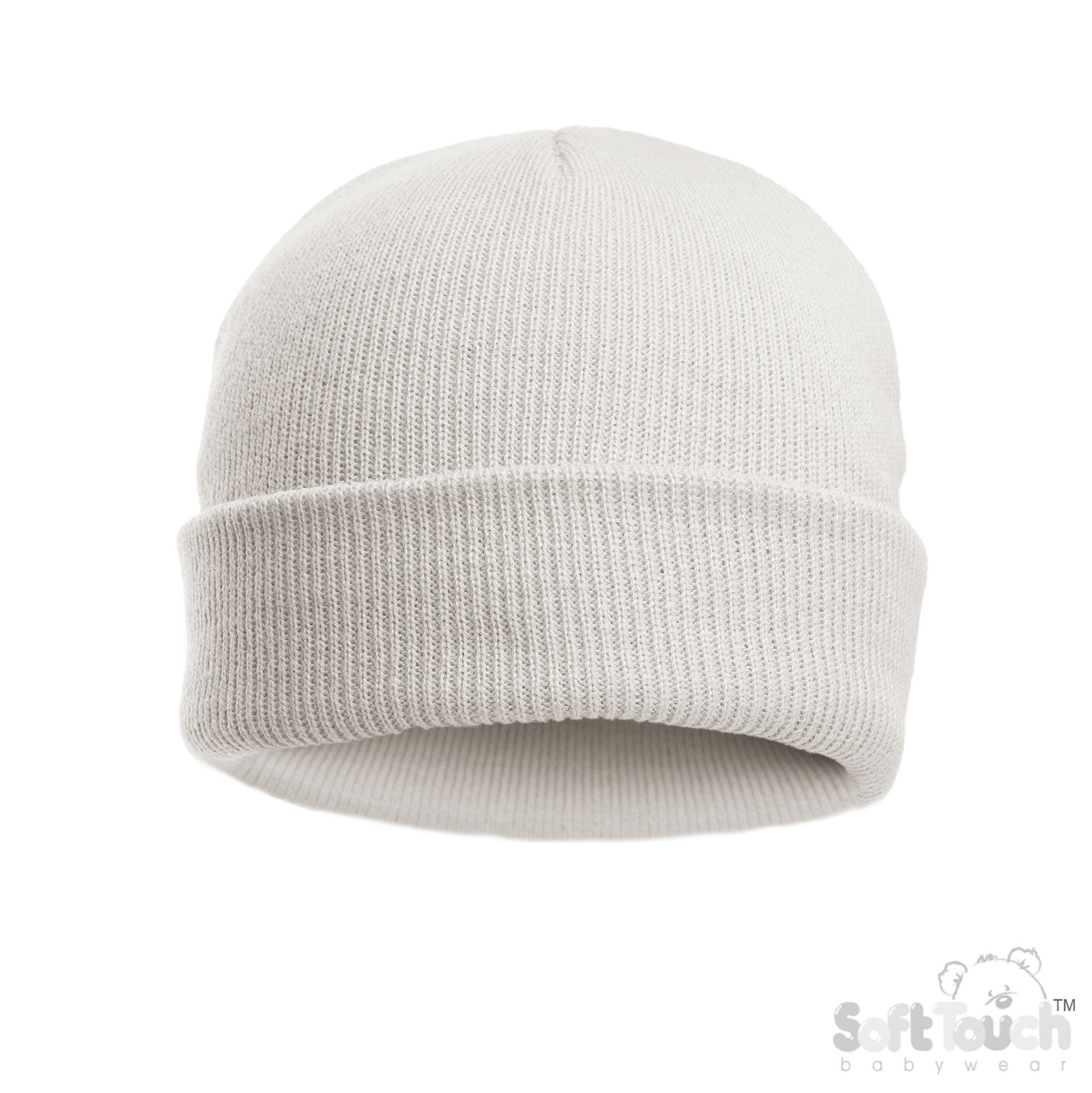 White Infants (NB-12m) Acrylic Brushed Hat : H702-W
